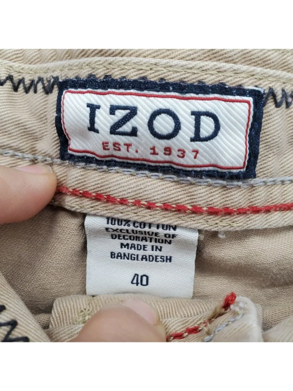 IZOD Shorts Mens Size 40 Tan Cargo 100% Cotton Casual *Read*